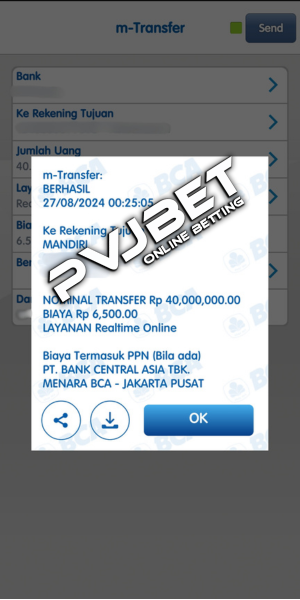 Bukti Pembayaran Kemenangan Player di PVJBET